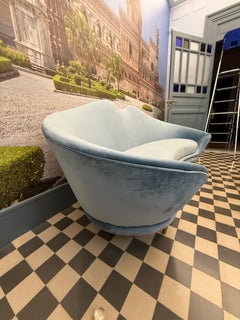 Gebogenes Caesar Sofa Lack 1950er Jahre Holzkegelfüße Mid-century