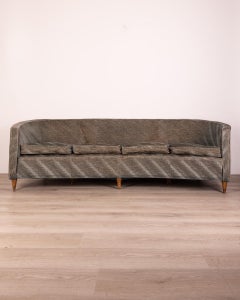 Divano curvo vintage anni 50 in velluto blu design italiano