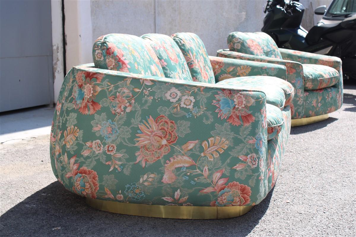 Italian Divano Decorativo  Stile Guglielmo Ulrich 1940s ottone e Seta en vente