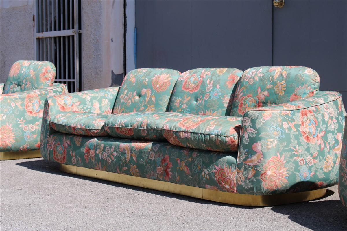 Mid-20th Century Divano Decorativo  Stile Guglielmo Ulrich 1940s ottone e Seta en vente