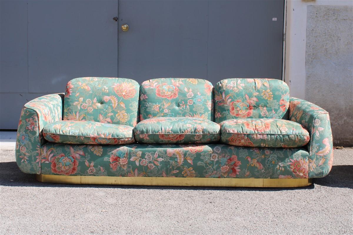 Laiton Divano Decorativo  Stile Guglielmo Ulrich 1940s ottone e Seta en vente