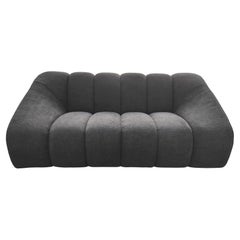 NEW 2-seater sofa in black fabric. By Legame Italia