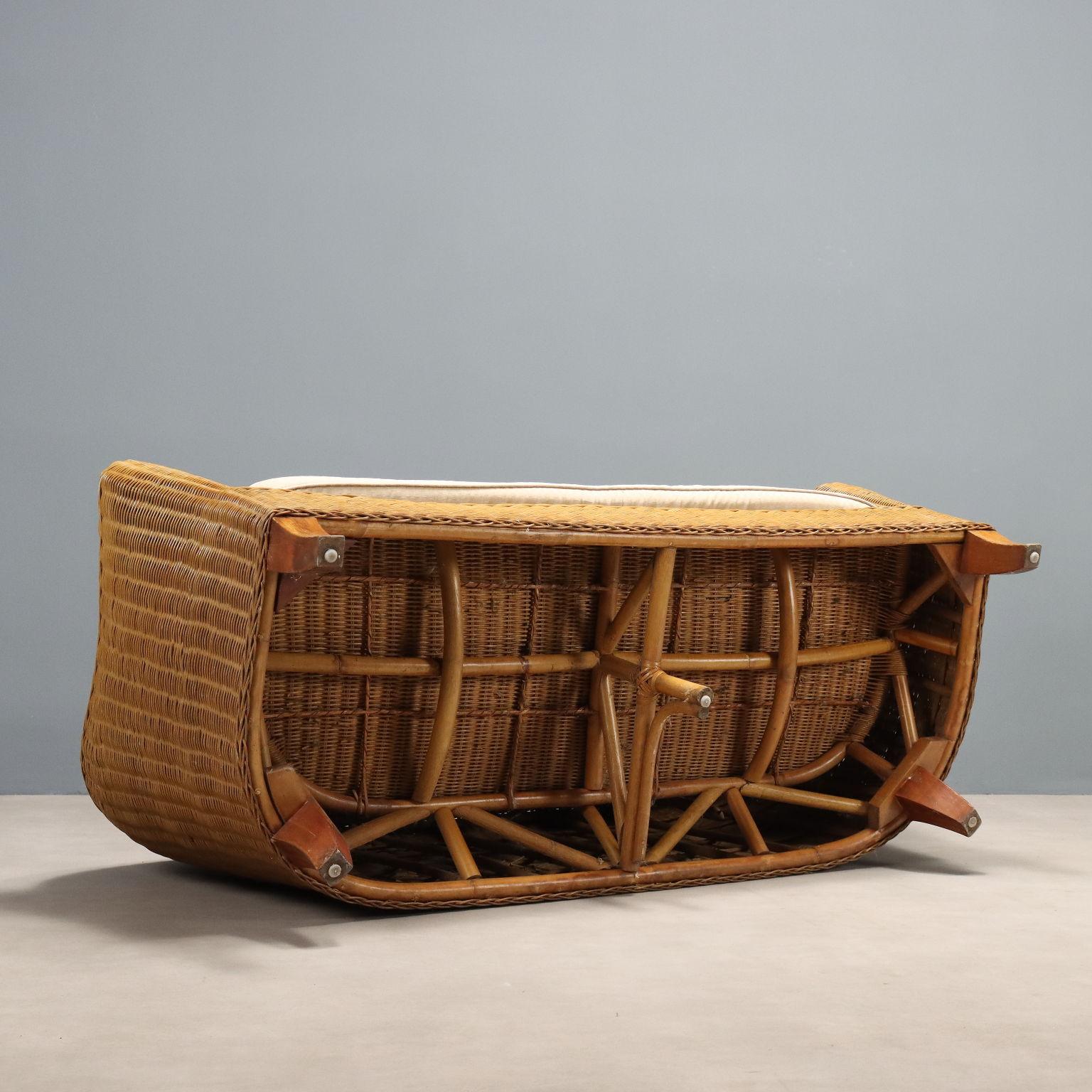 Divano due posti in Vimini anni 60-70 in vendita 3