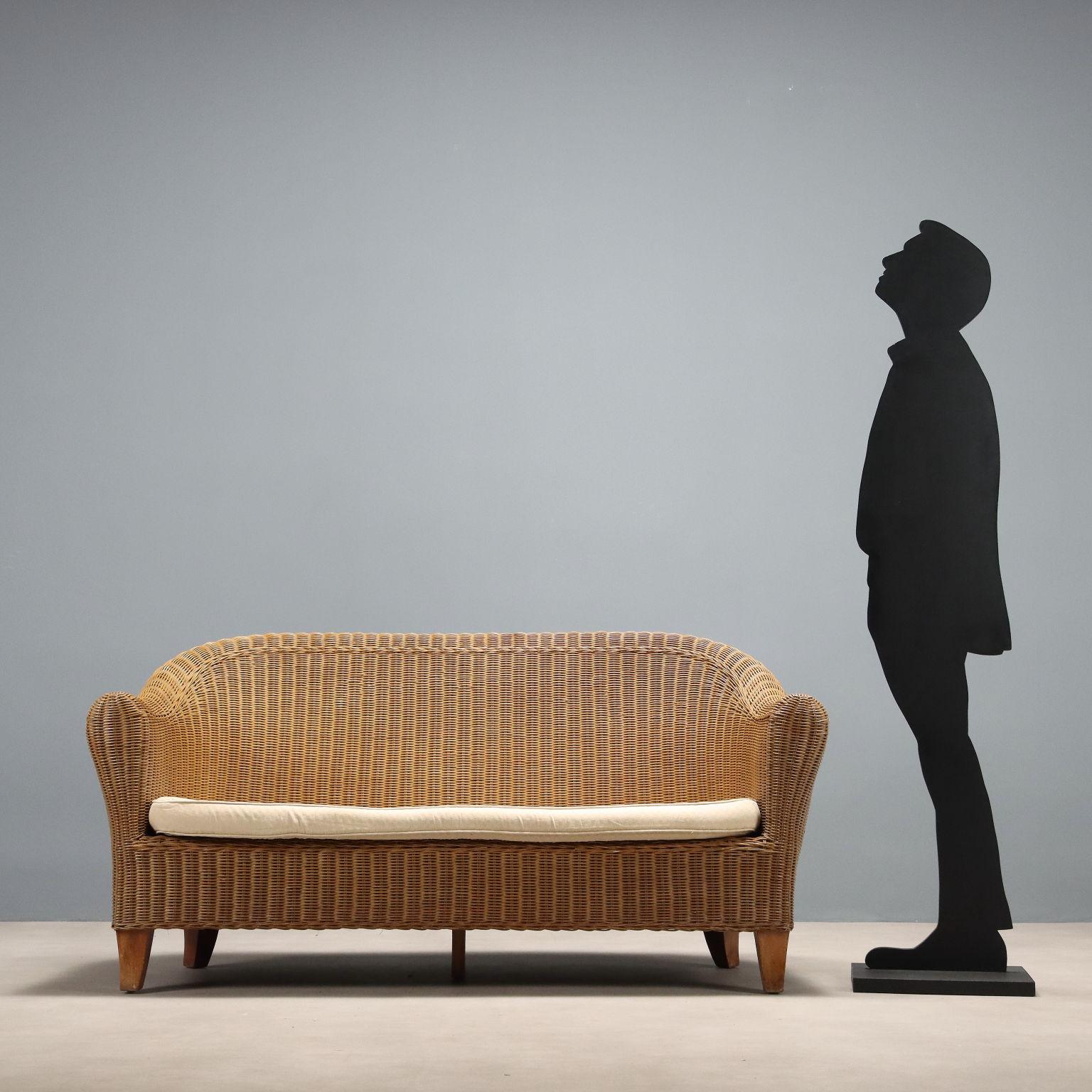 Mid-Century moderno Divano due posti in Vimini anni 60-70 in vendita