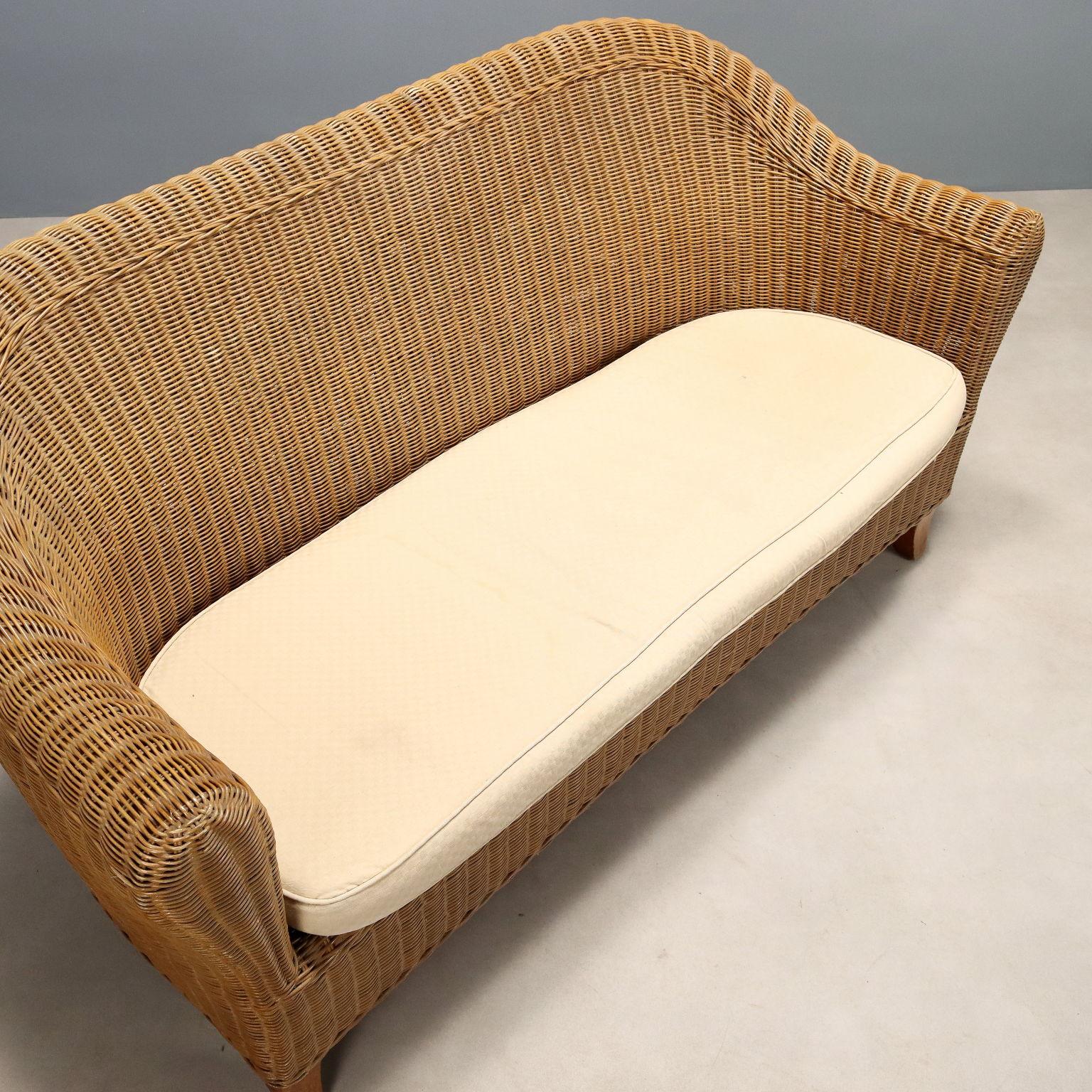 Metà XX secolo Divano due posti in Vimini anni 60-70 in vendita