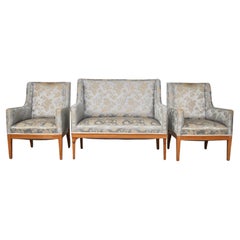 Vintage ash sofa and chairs, 1930s