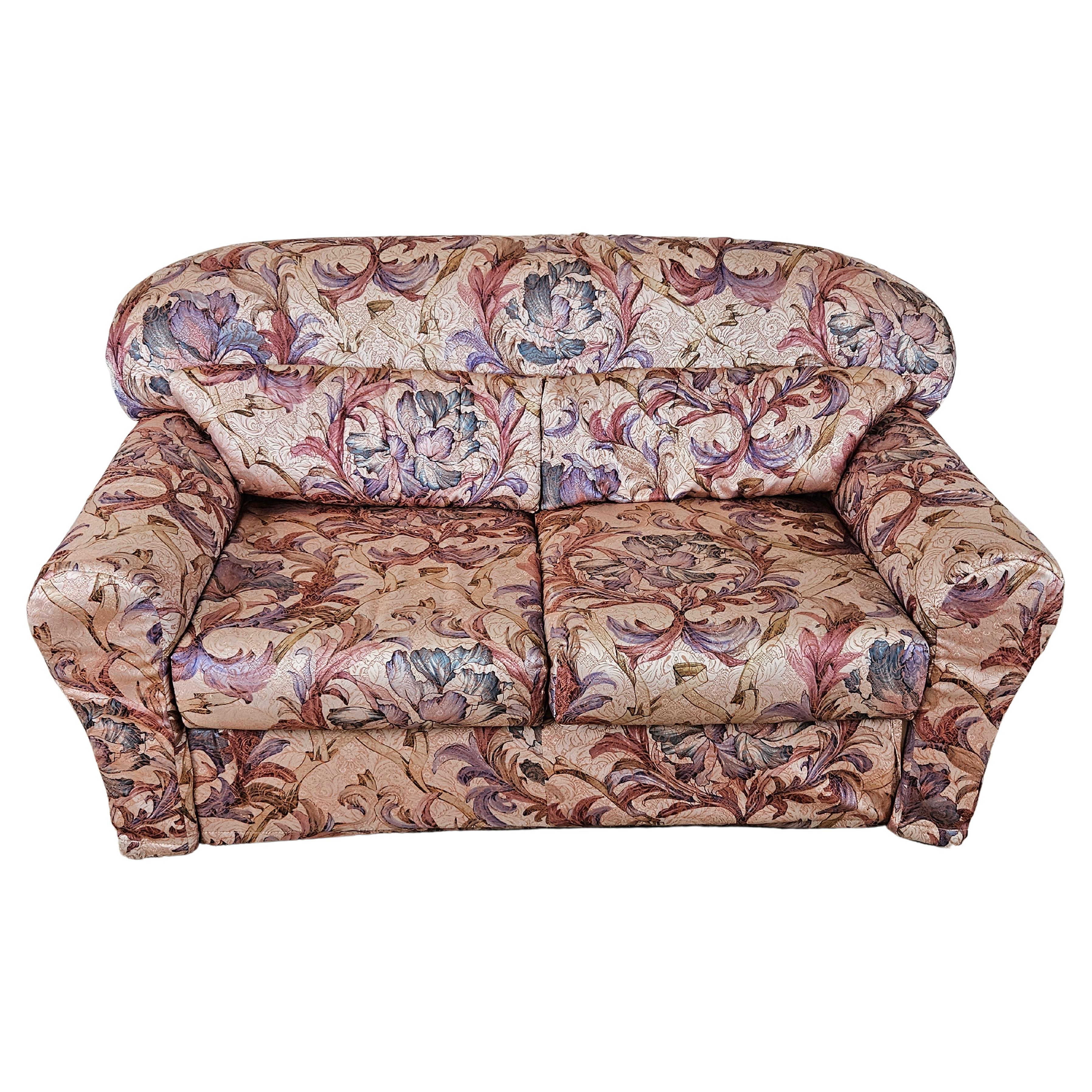 Floral two-seater sofa 1970s For Sale