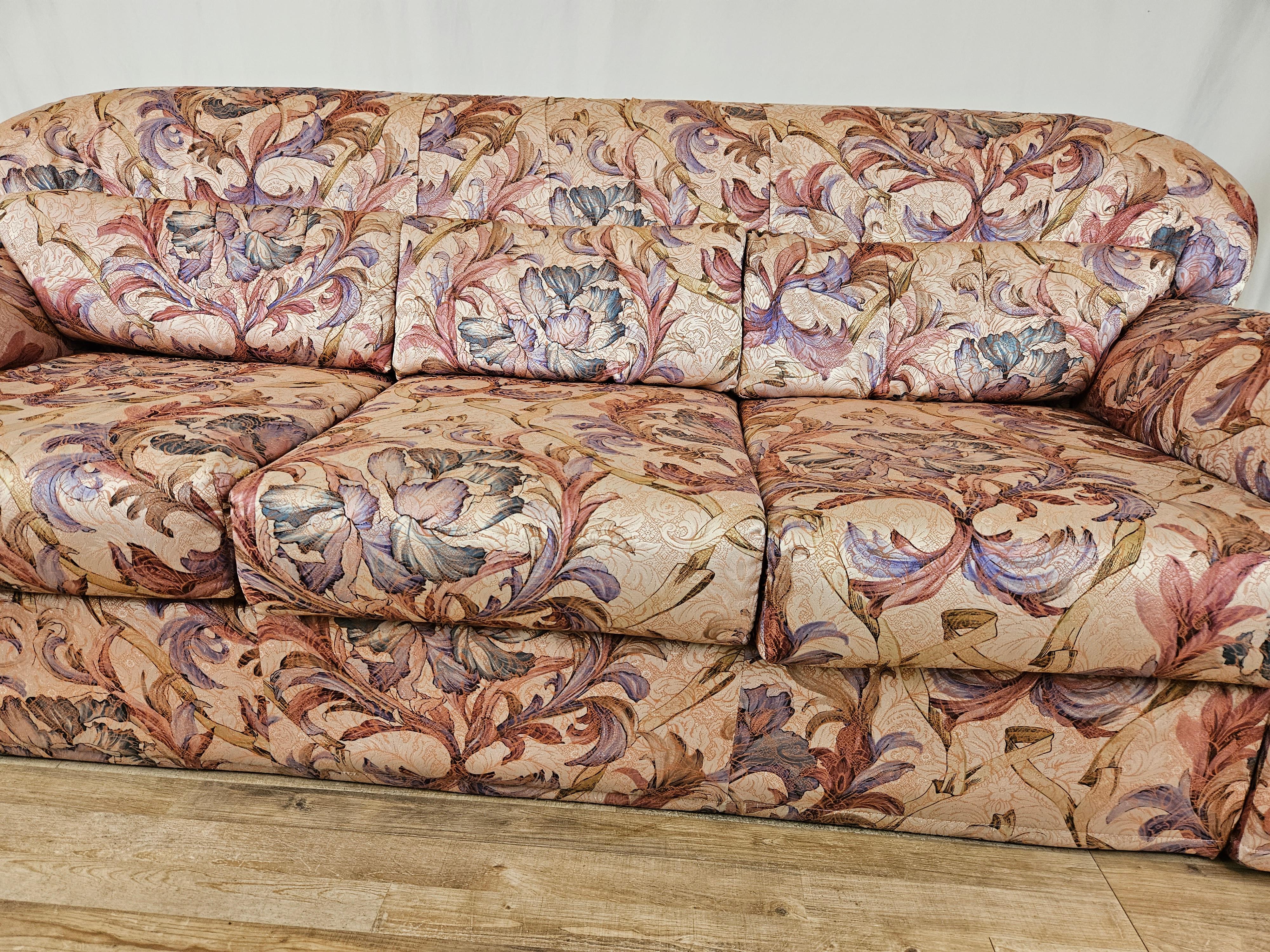 Fabric Floral three-seater sofa from the 1970s