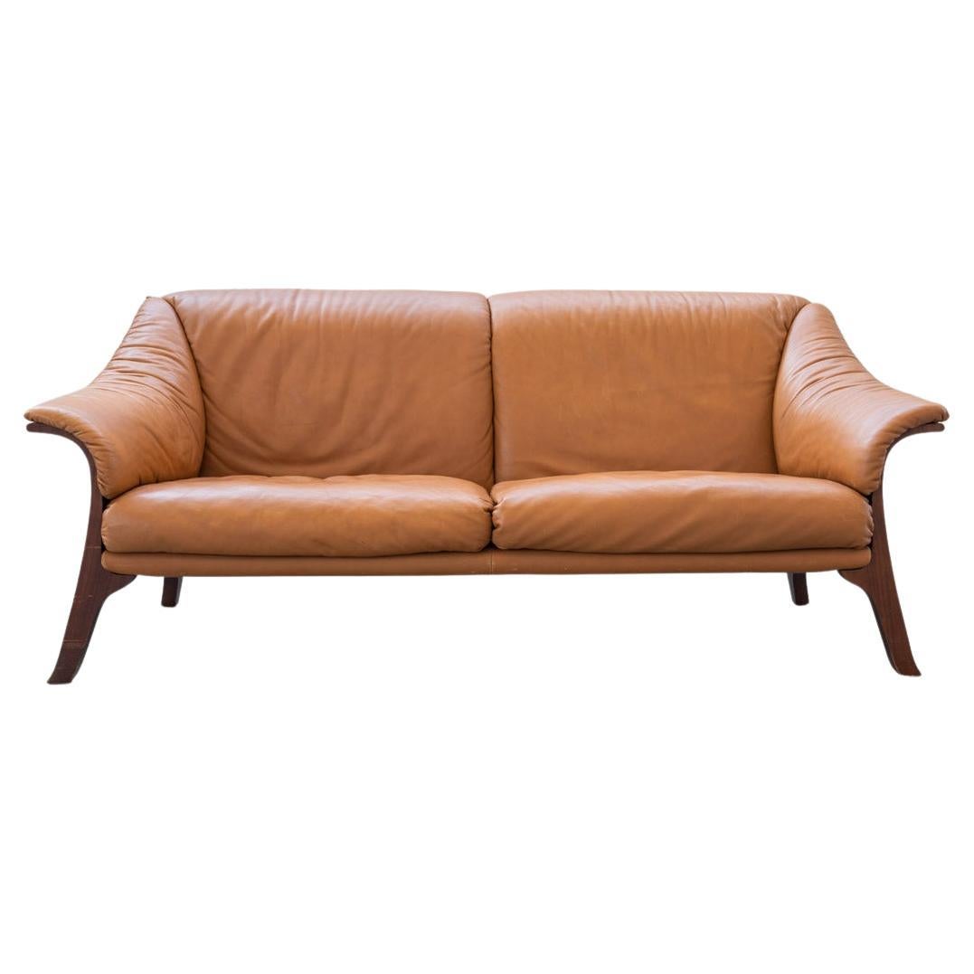 Frau leather sofa Cognac '80s/'90s For Sale