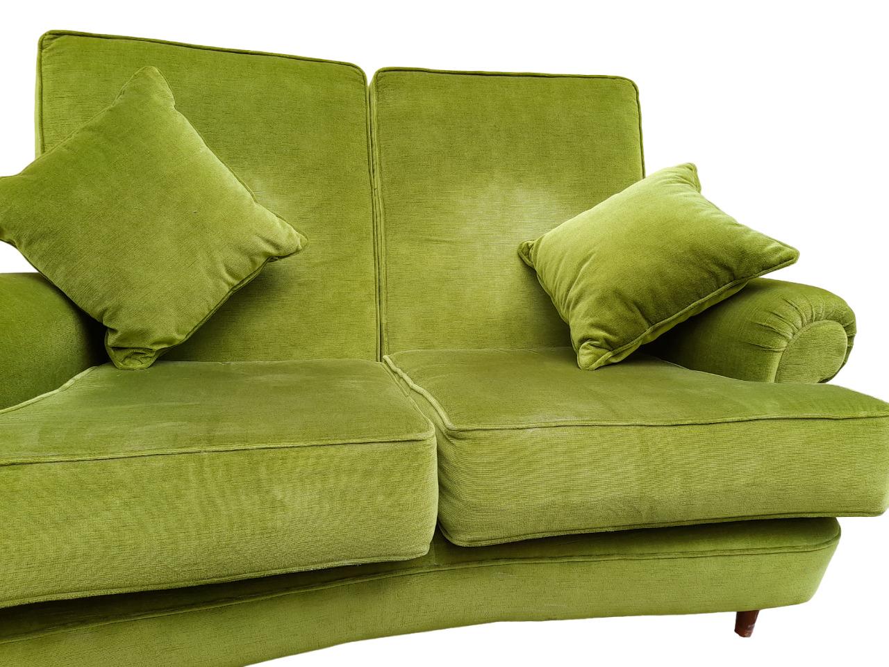 Italian Italy 1960s two-seat upholstered sofa in green velvet For Sale