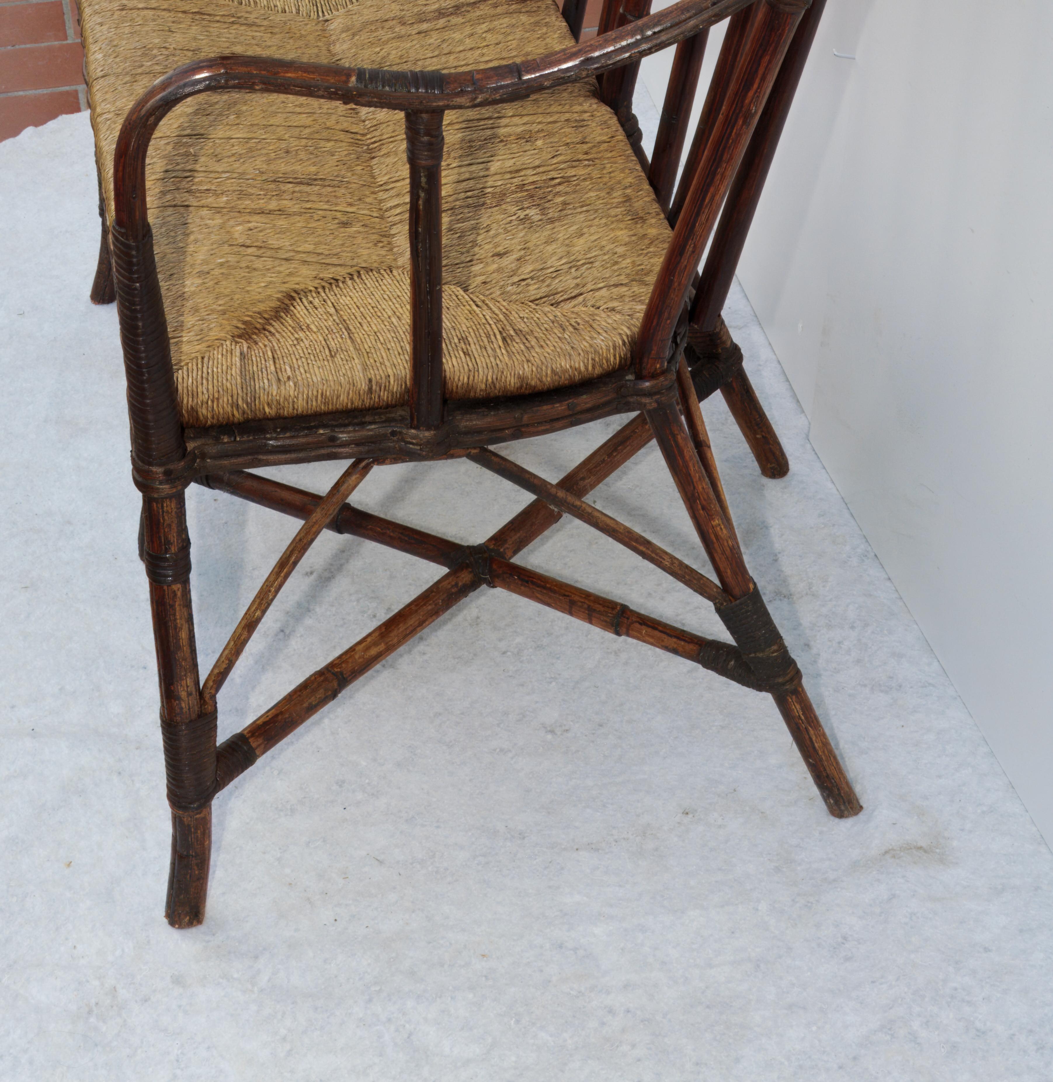 Mid-Century moderno Divano in bambù e corda, Anni '50 in vendita