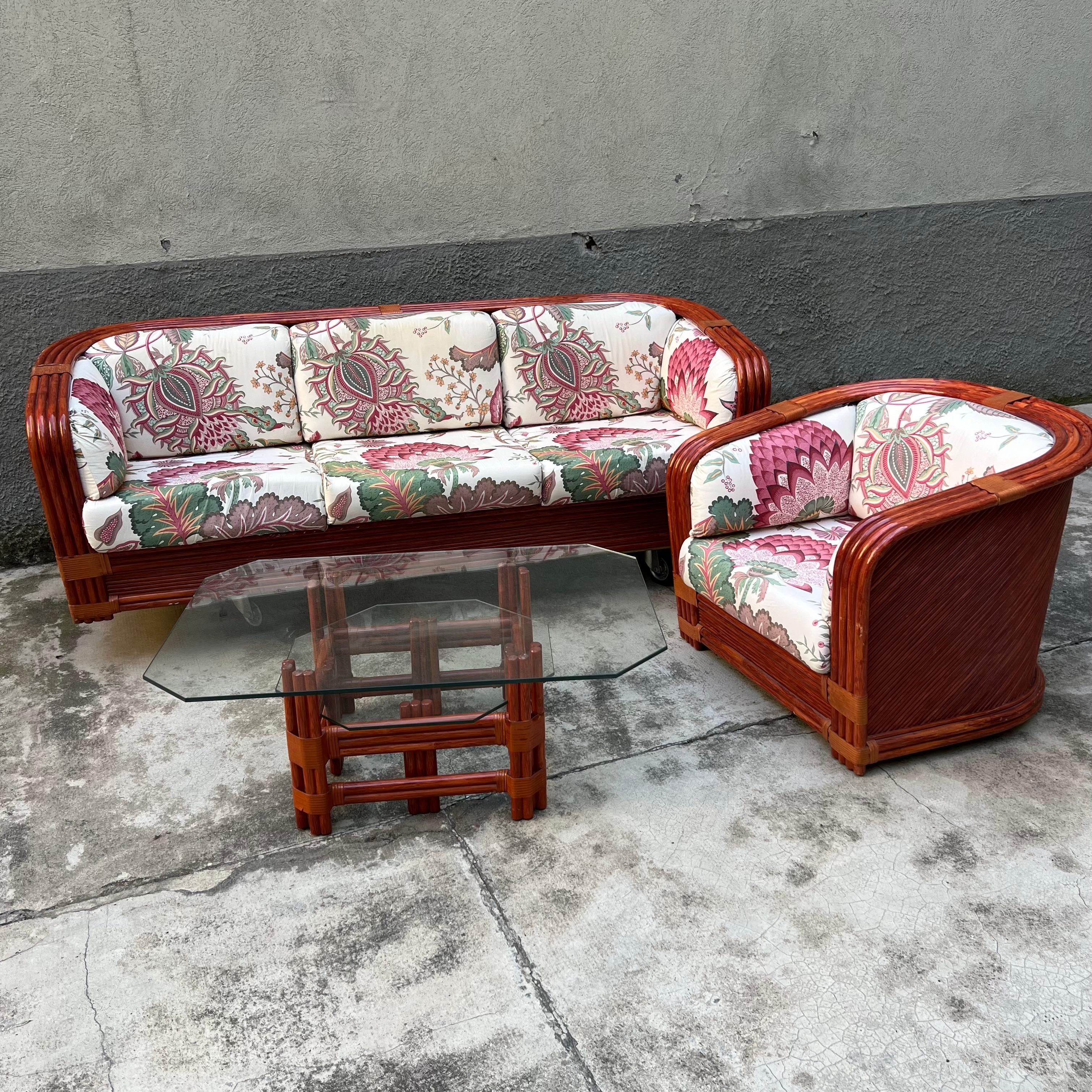 Sofá de bambú y ratán de Maugrion para Roche Bobois - Francia - Años 80 en venta 5