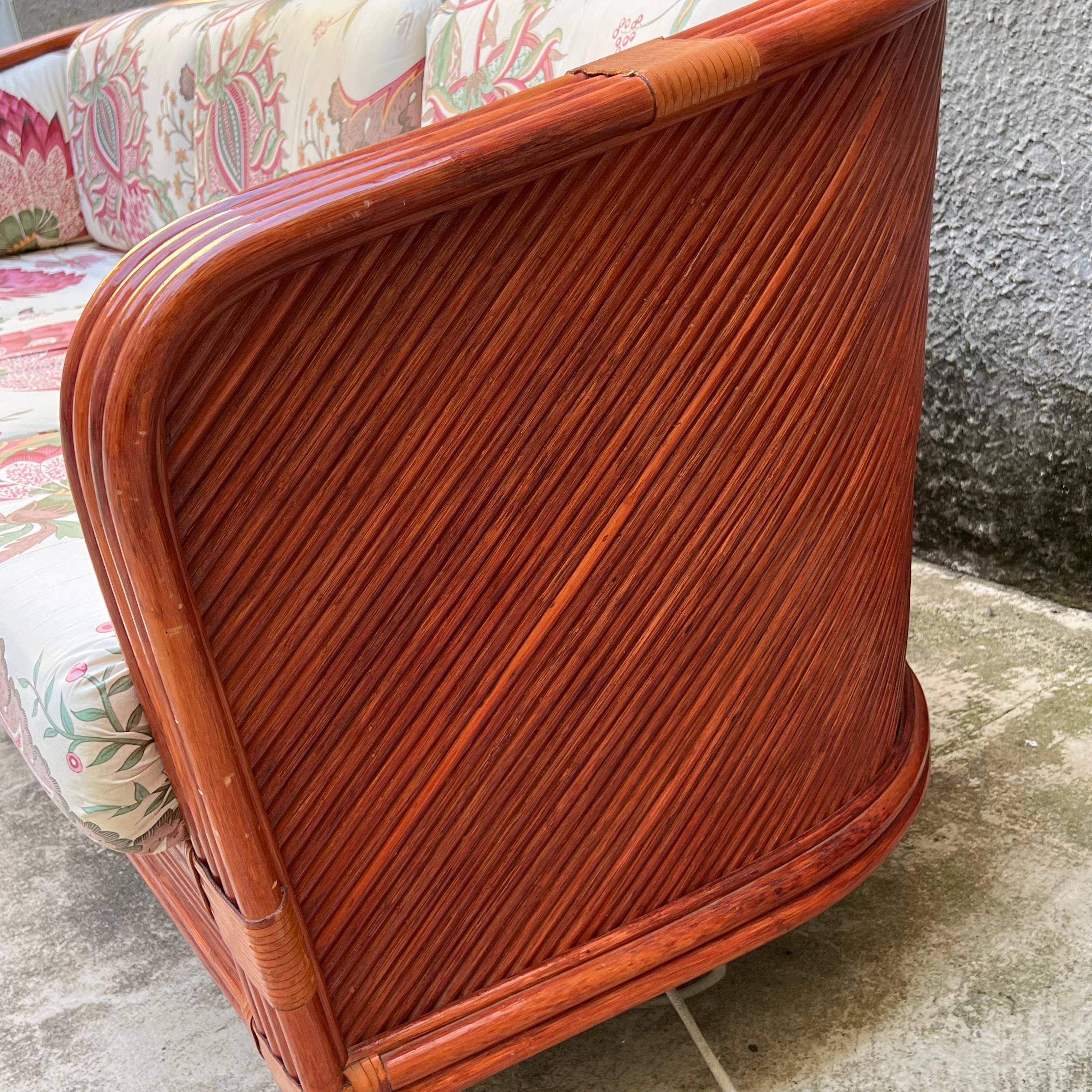 Sofá de bambú y ratán de Maugrion para Roche Bobois - Francia - Años 80 en venta 1