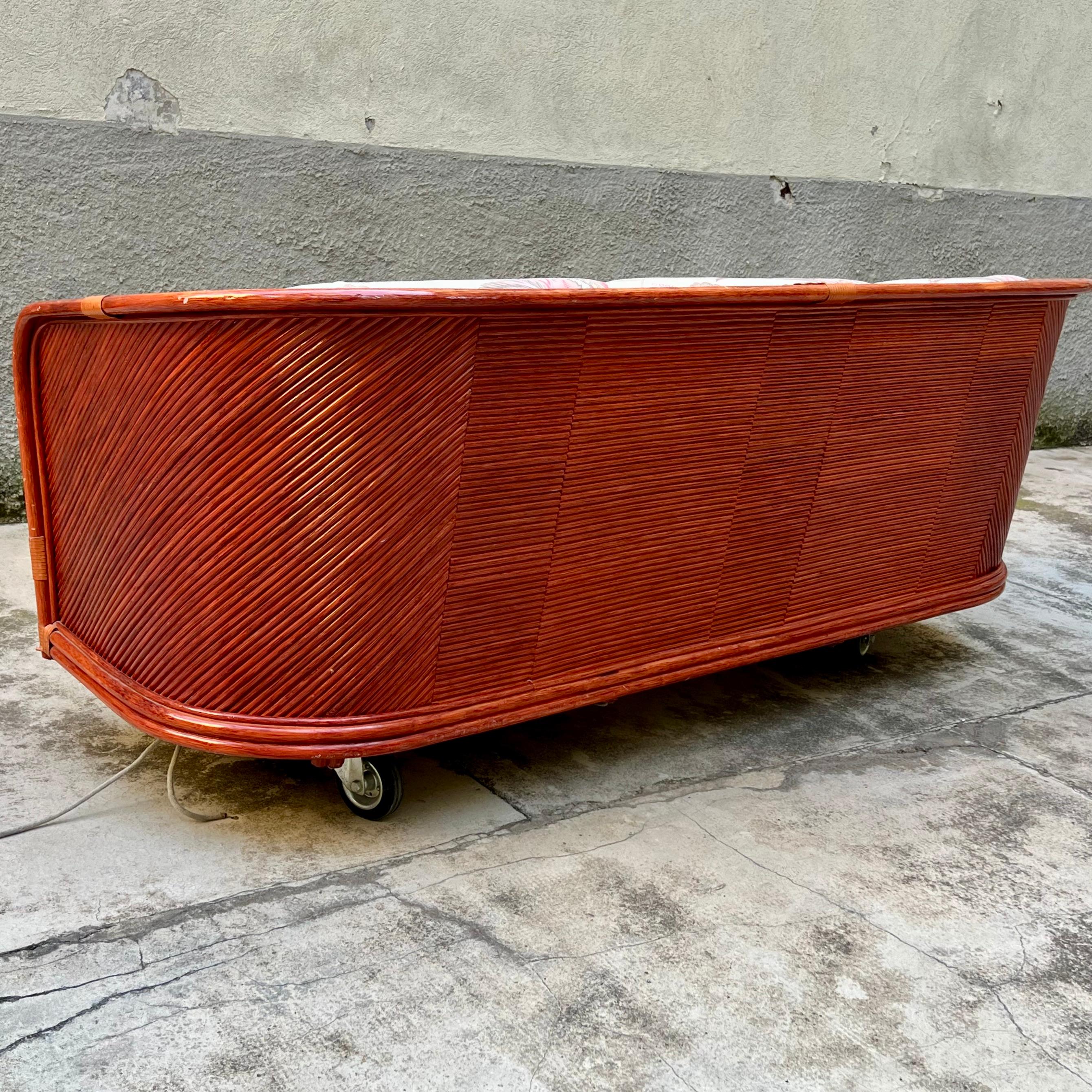 Sofá de bambú y ratán de Maugrion para Roche Bobois - Francia - Años 80 en venta 2