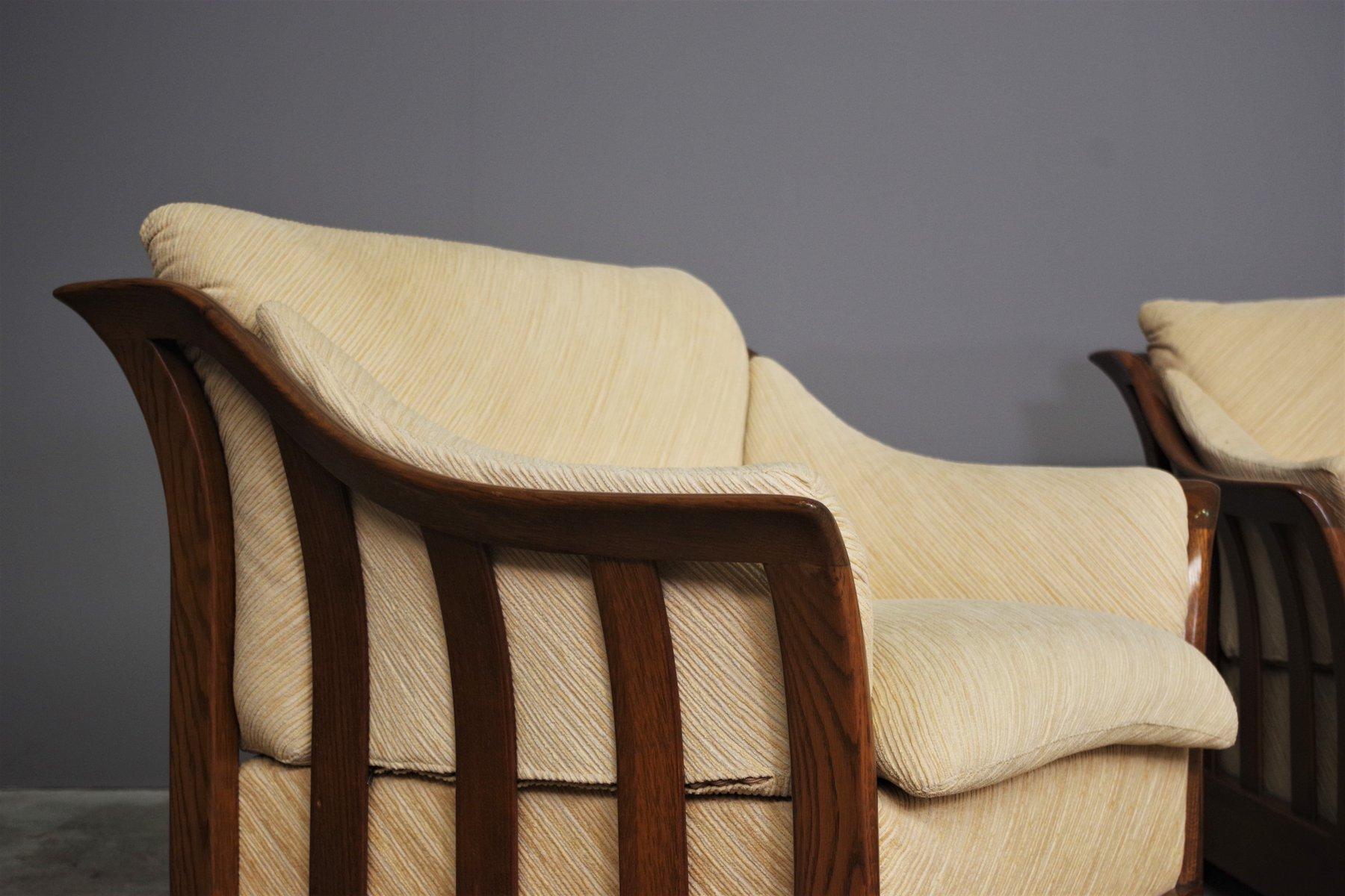 Holzsofa und Sessel von Mobil Girgi, 1970er Jahre, 3er-Set (Moderne) im Angebot