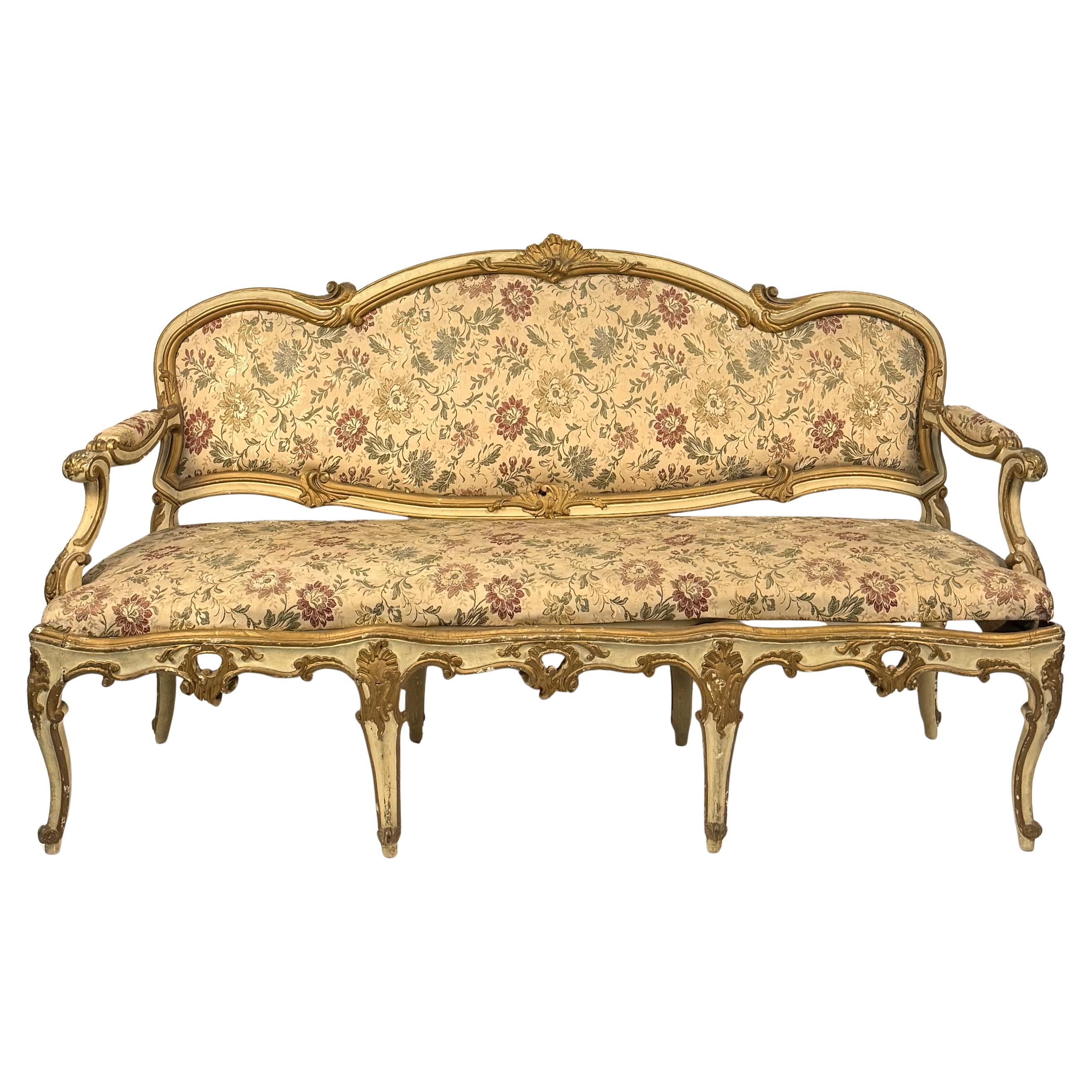 Lacquered and gilded wooden sofa, Lombardy, 18th century