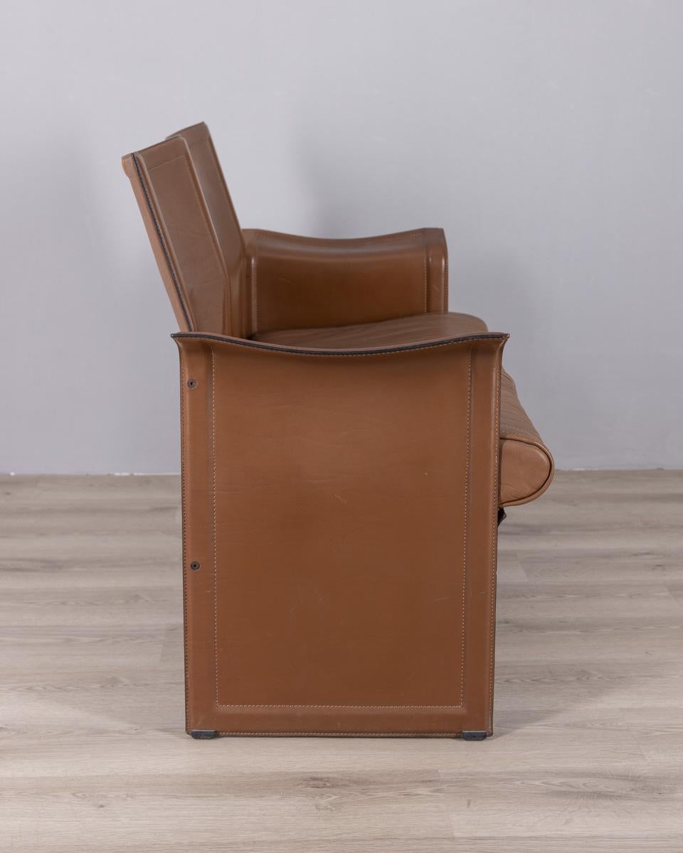 Metal Leather sofa from the 1970s, 'korium' design Tito Agnoli for Matteo Grassi For Sale