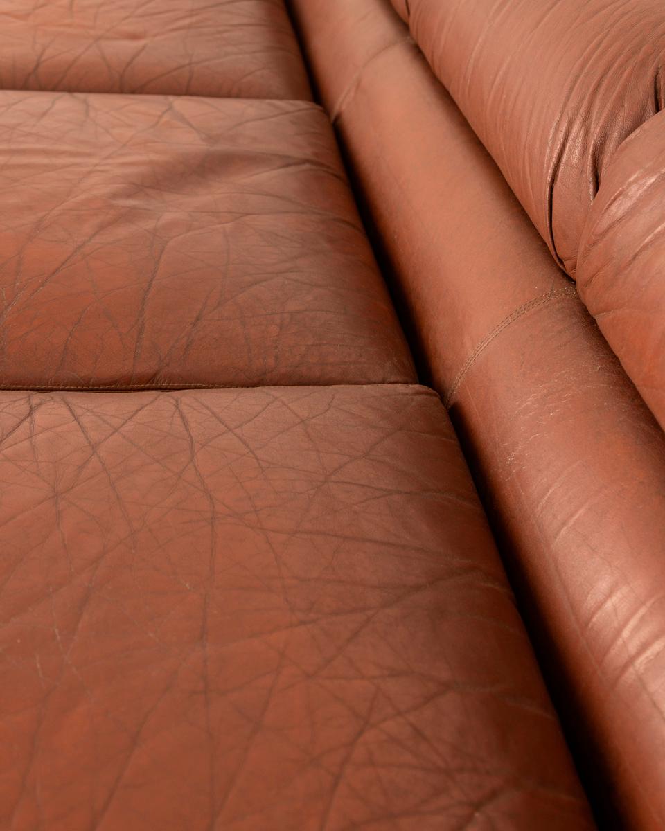 Metal Vintage 1970s leather sofa mod. Soften design Rossi di Albizzate For Sale