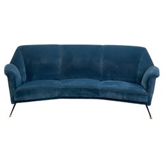 Divano in Samt blu in Stil ico parisi