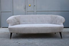 Mid-century Italian sofa Guglielmo Ulrich style gray chenille fabric