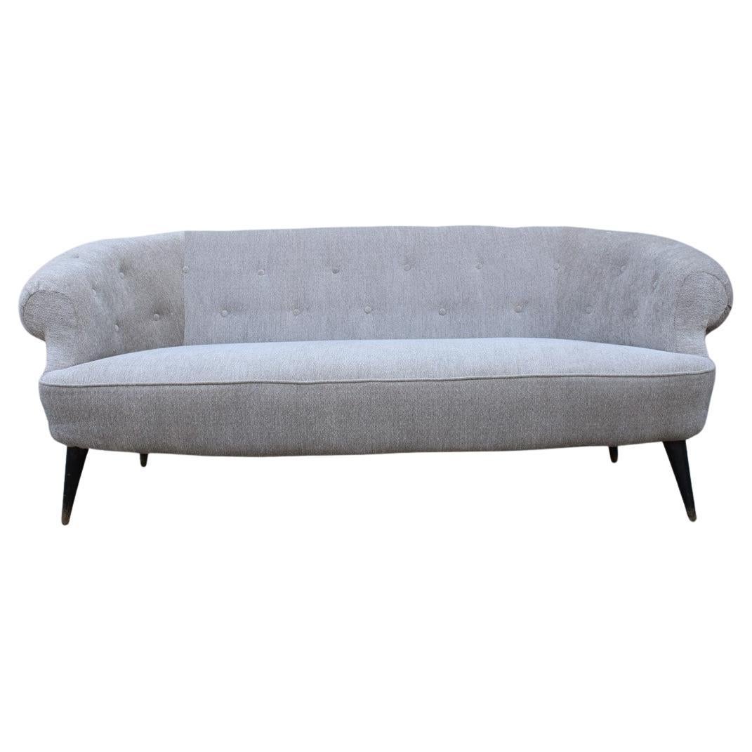 Mitte des Jahrhunderts italienischen Sofa Guglielmo Ulrich Stil grau Chenille-Stoff