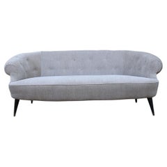 Divano Italiano Mid-century Guglielmo Ulrich style tessuto grigio ciniglia