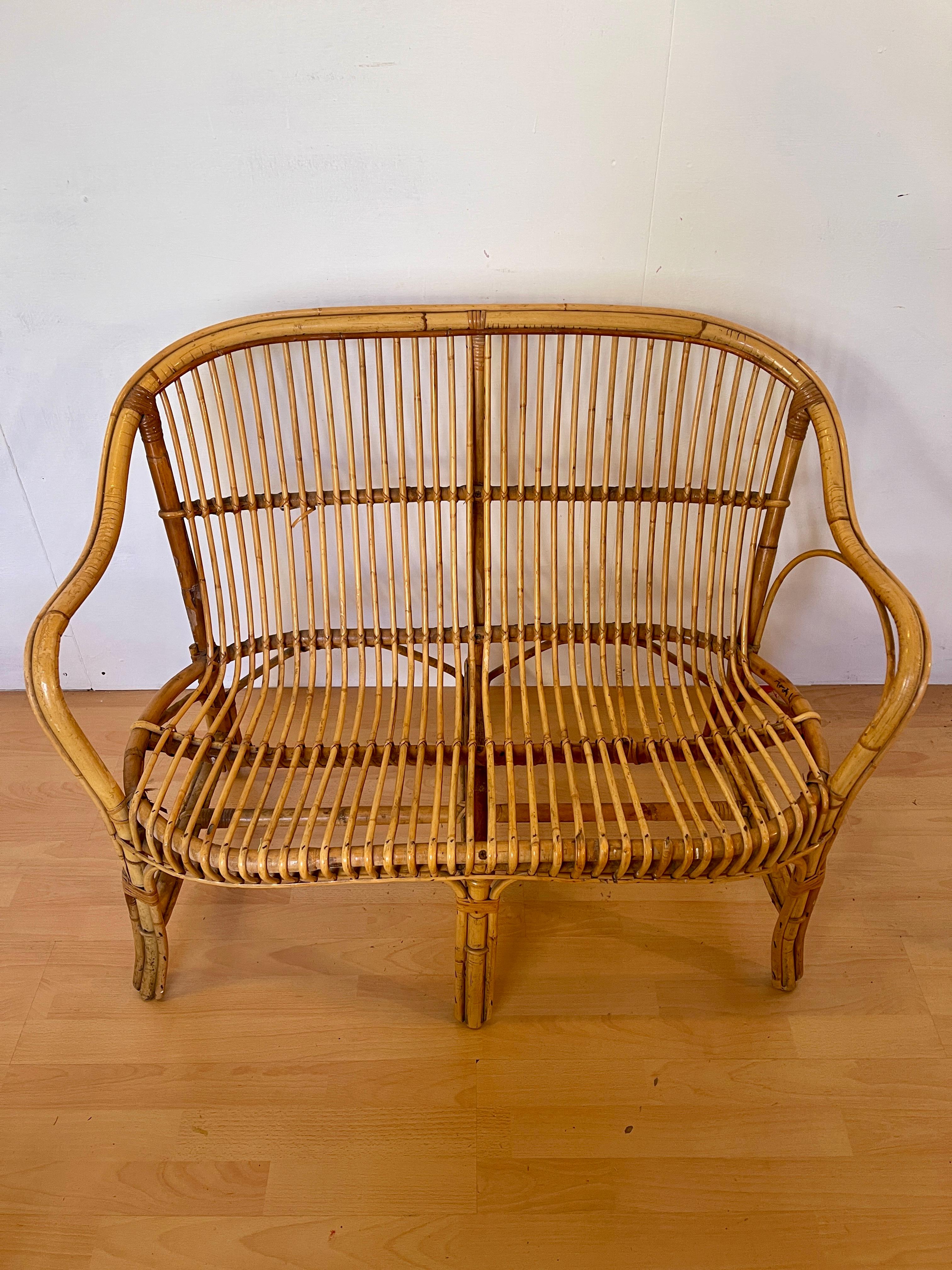 Divano italiano vintage in bambù degli anni '80 Otro en venta