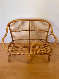 Divano italiano vintage in bambù degli anni '80