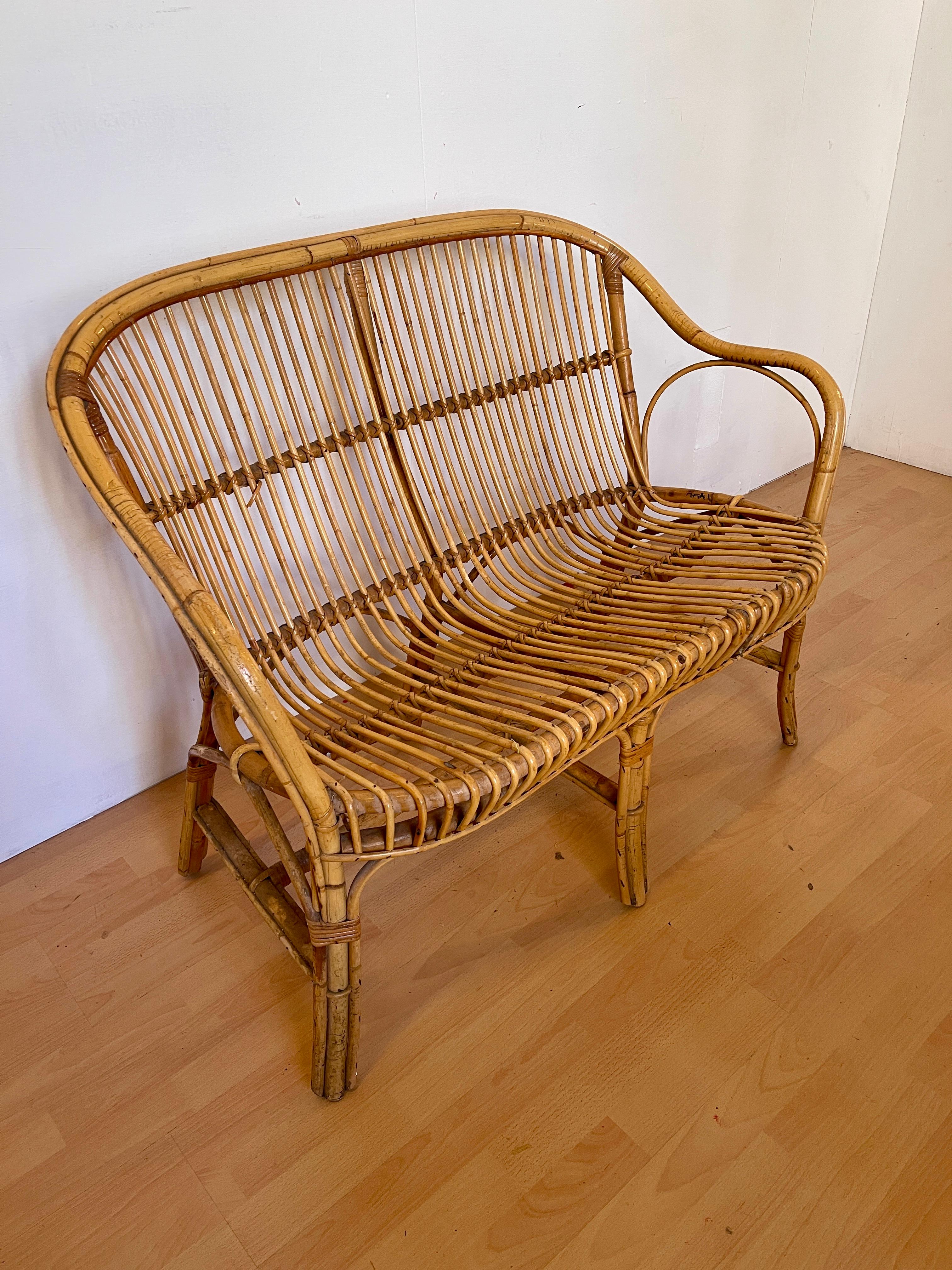 Divano italiano vintage in bambù degli anni '80 Italian en venta