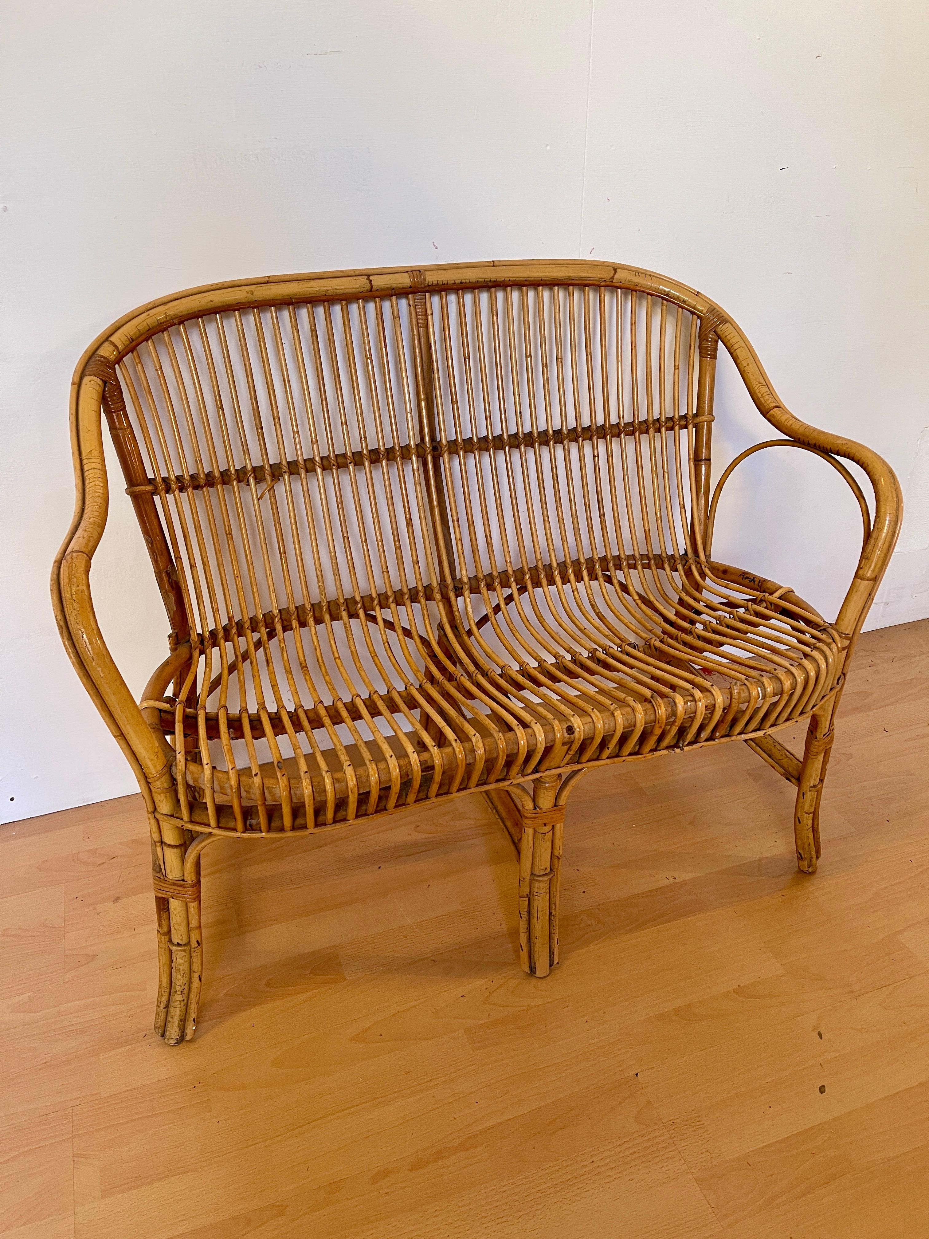 Divano italiano vintage in bambù degli anni '80 Bambú en venta