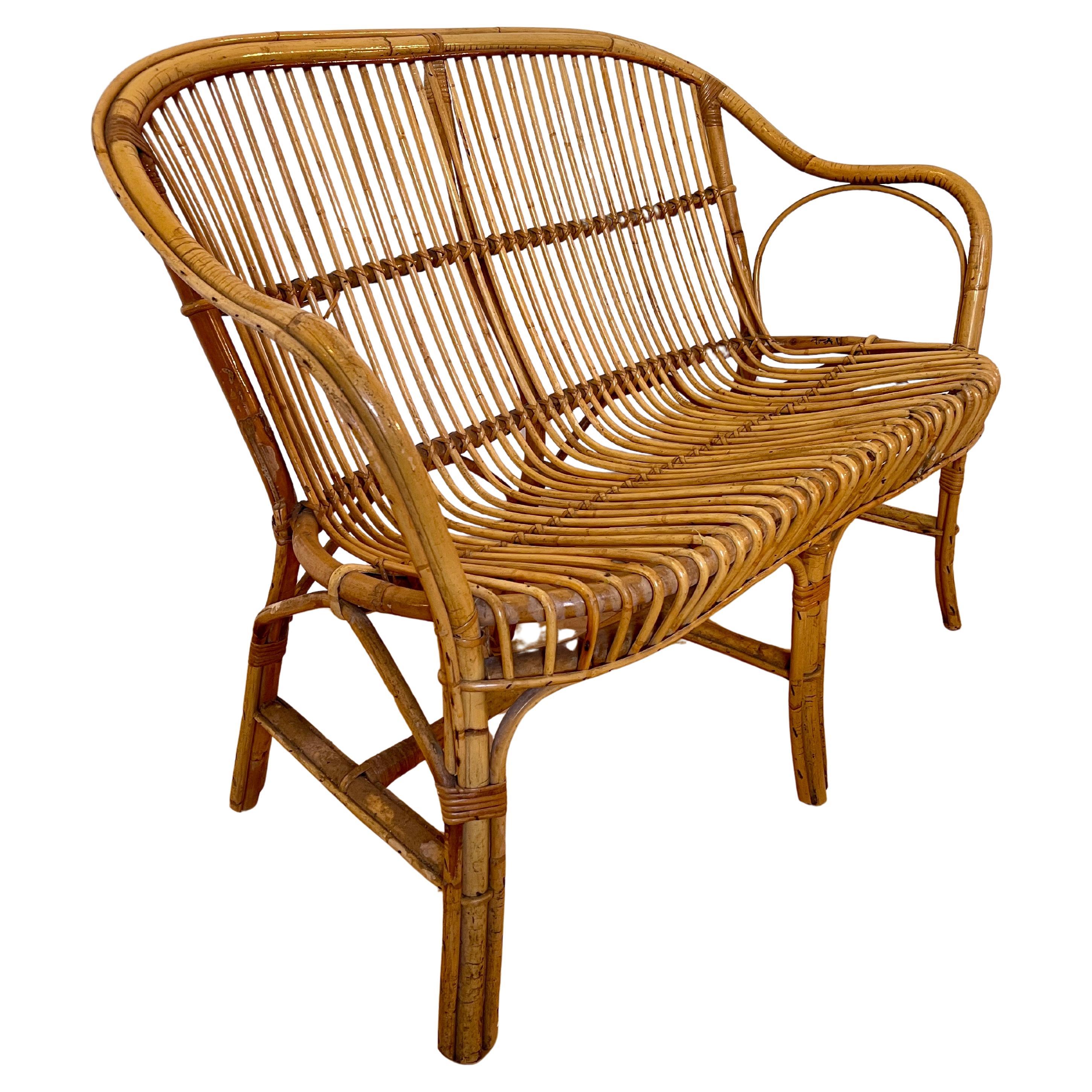 Divano italiano vintage in bambù degli anni '80 en venta
