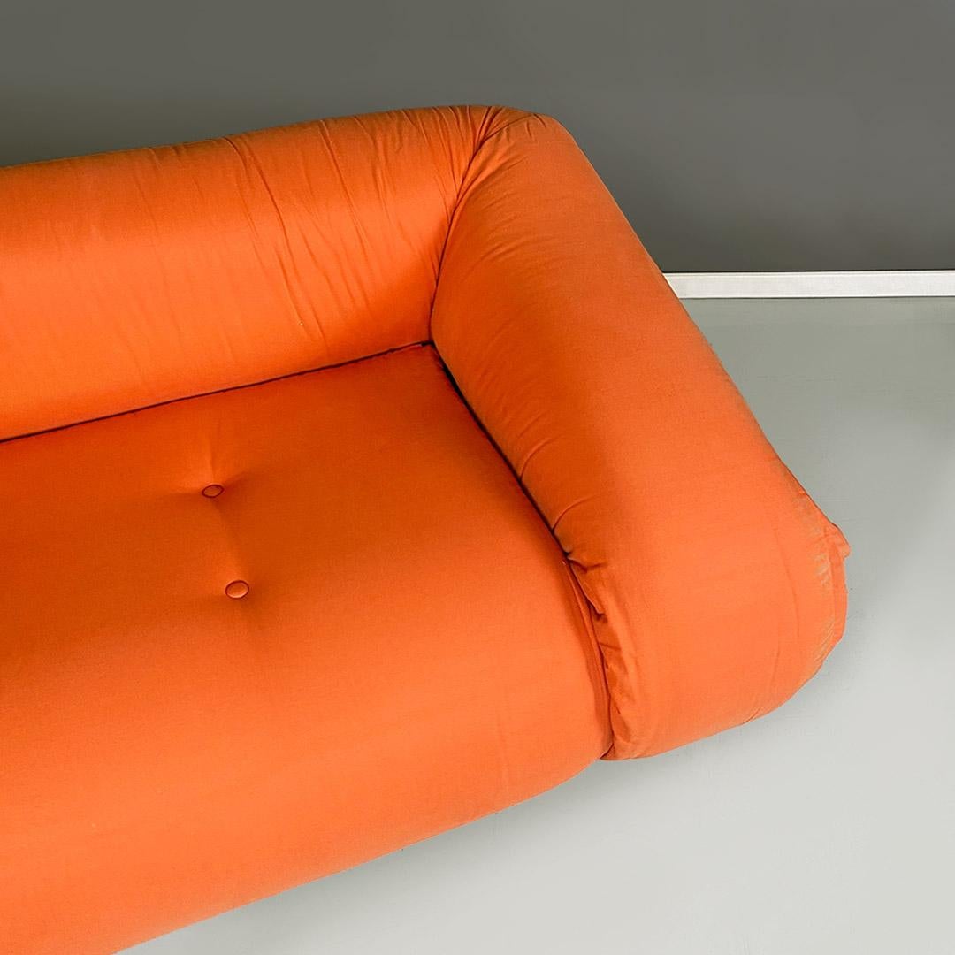 Orange fabric openable sofa bed, modern Italian, 1980s For Sale 4