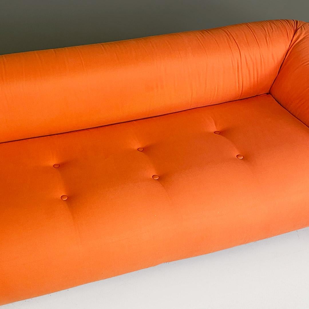 Orange fabric openable sofa bed, modern Italian, 1980s For Sale 5