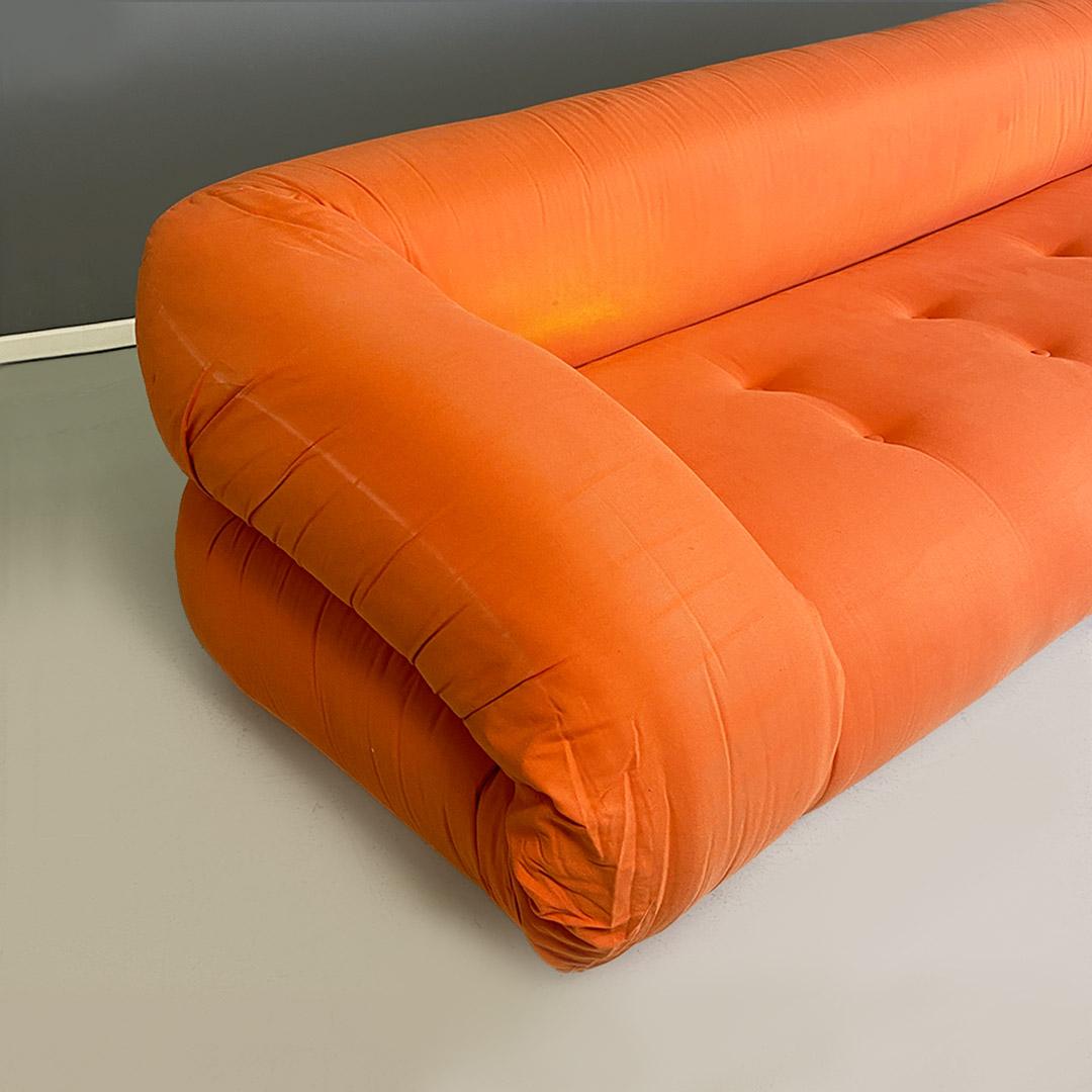 Orange fabric openable sofa bed, modern Italian, 1980s For Sale 6