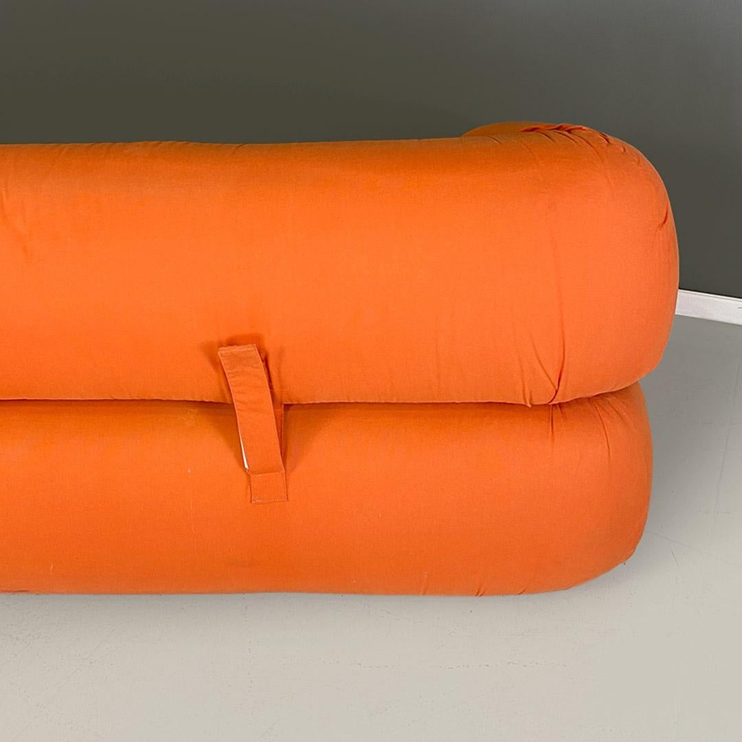 Orange fabric openable sofa bed, modern Italian, 1980s For Sale 7