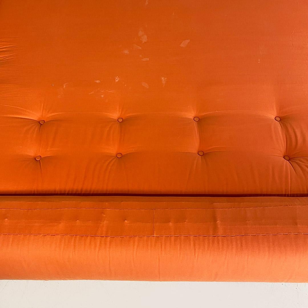 Orange fabric openable sofa bed, modern Italian, 1980s For Sale 11