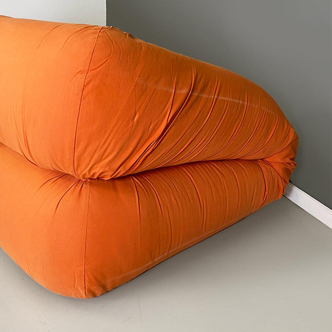 Orange fabric openable sofa bed, modern Italian, 1980s For Sale 12