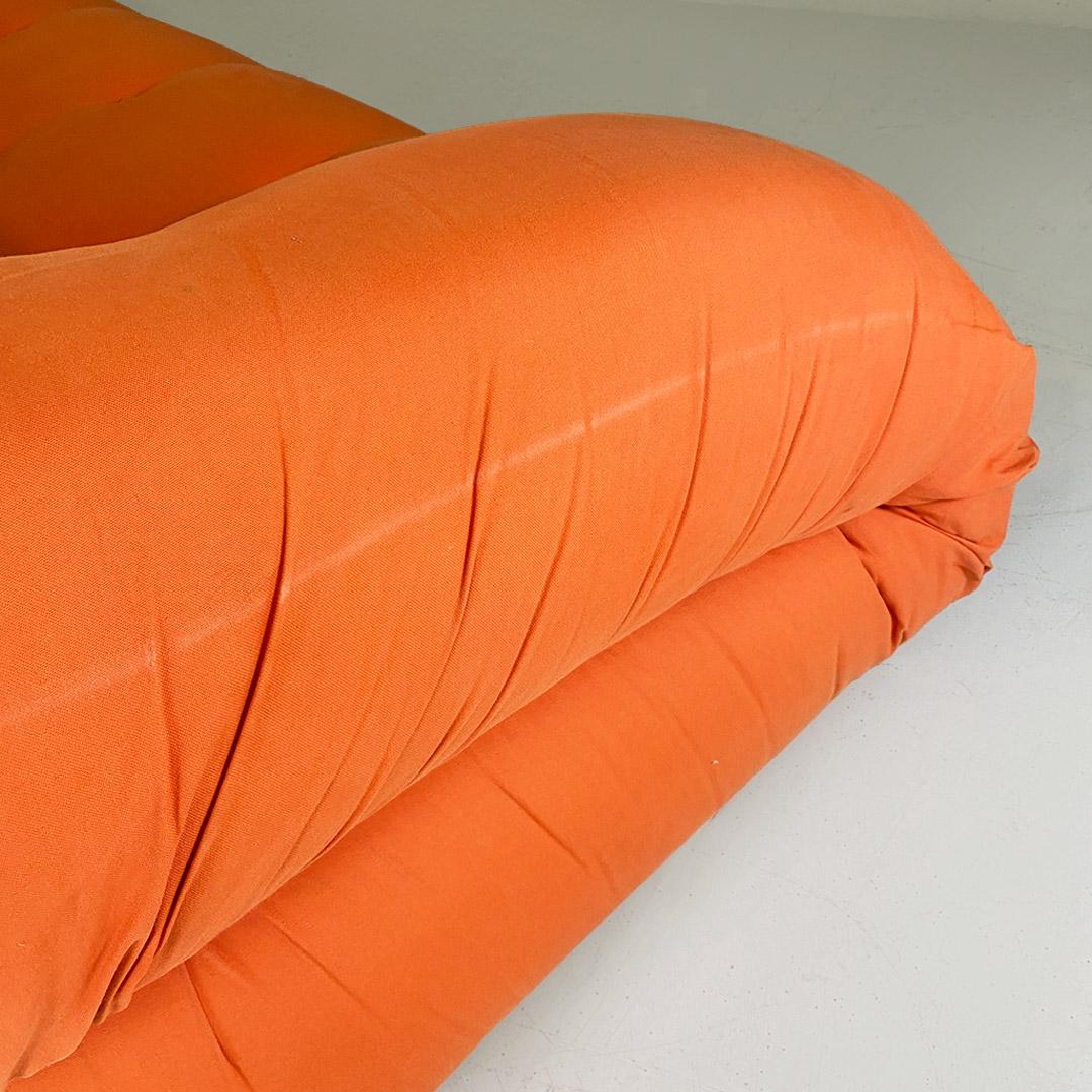 Orange fabric openable sofa bed, modern Italian, 1980s For Sale 13