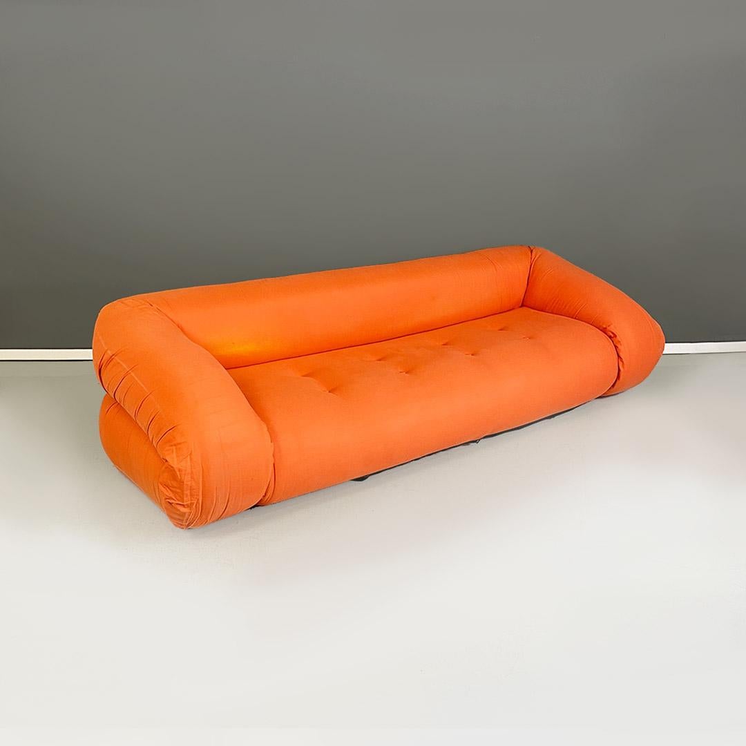 Modern Orange fabric openable sofa bed, modern Italian, 1980s For Sale