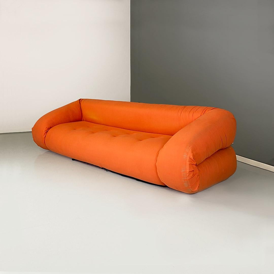 Late 20th Century Orange fabric openable sofa bed, modern Italian, 1980s For Sale