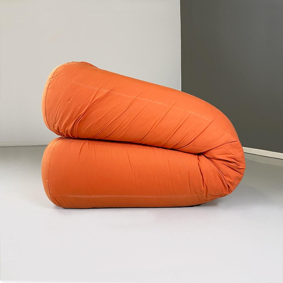 Cotton Orange fabric openable sofa bed, modern Italian, 1980s For Sale
