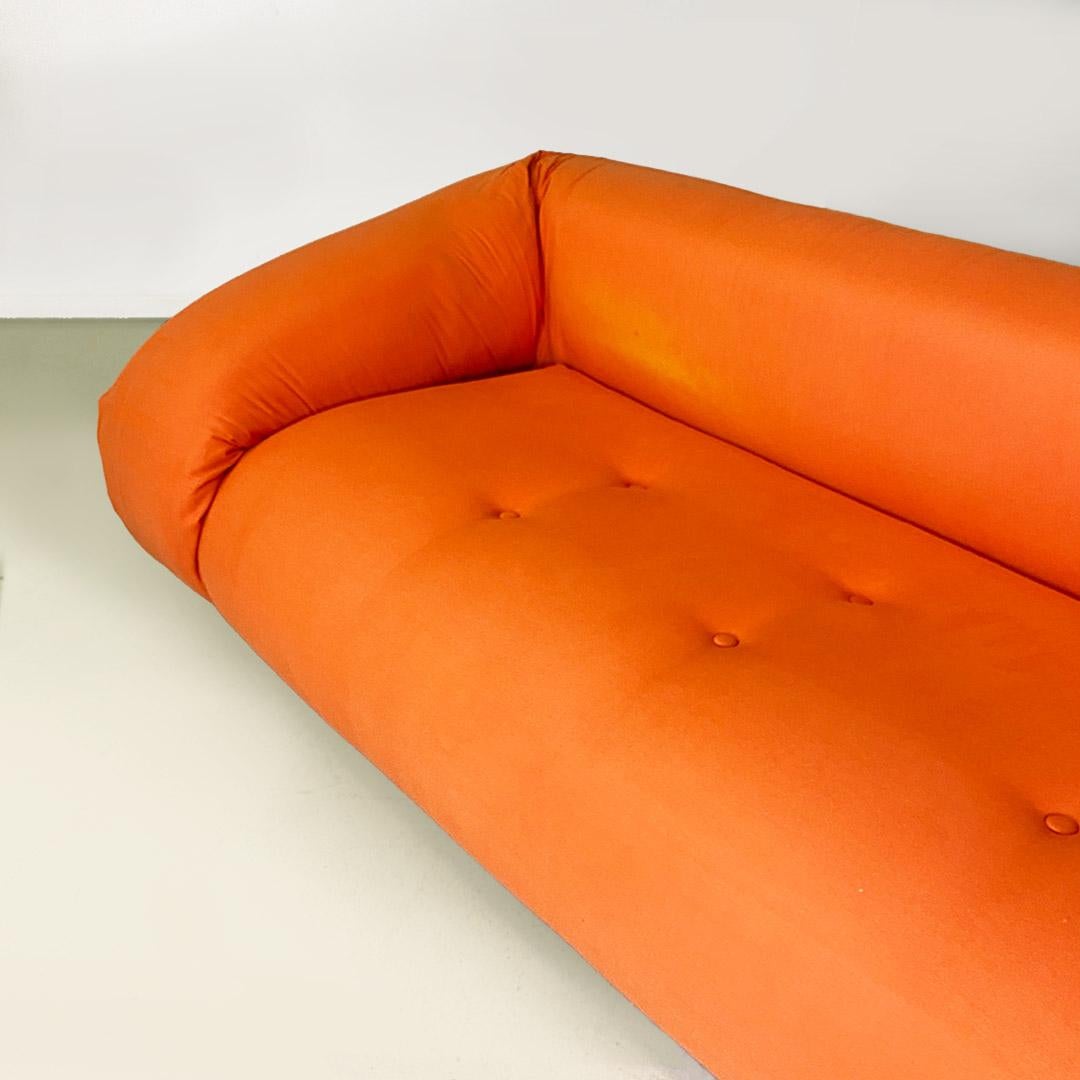 Orange fabric openable sofa bed, modern Italian, 1980s For Sale 3