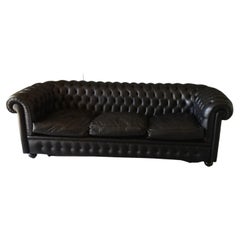 Divano Letto Chesterfield en Pelle Di Giuseppe Donati, 1983