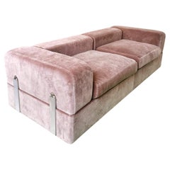 Vintage Velvet Sofa Bed mod 711 Tito Agnoli for Cinova 1968