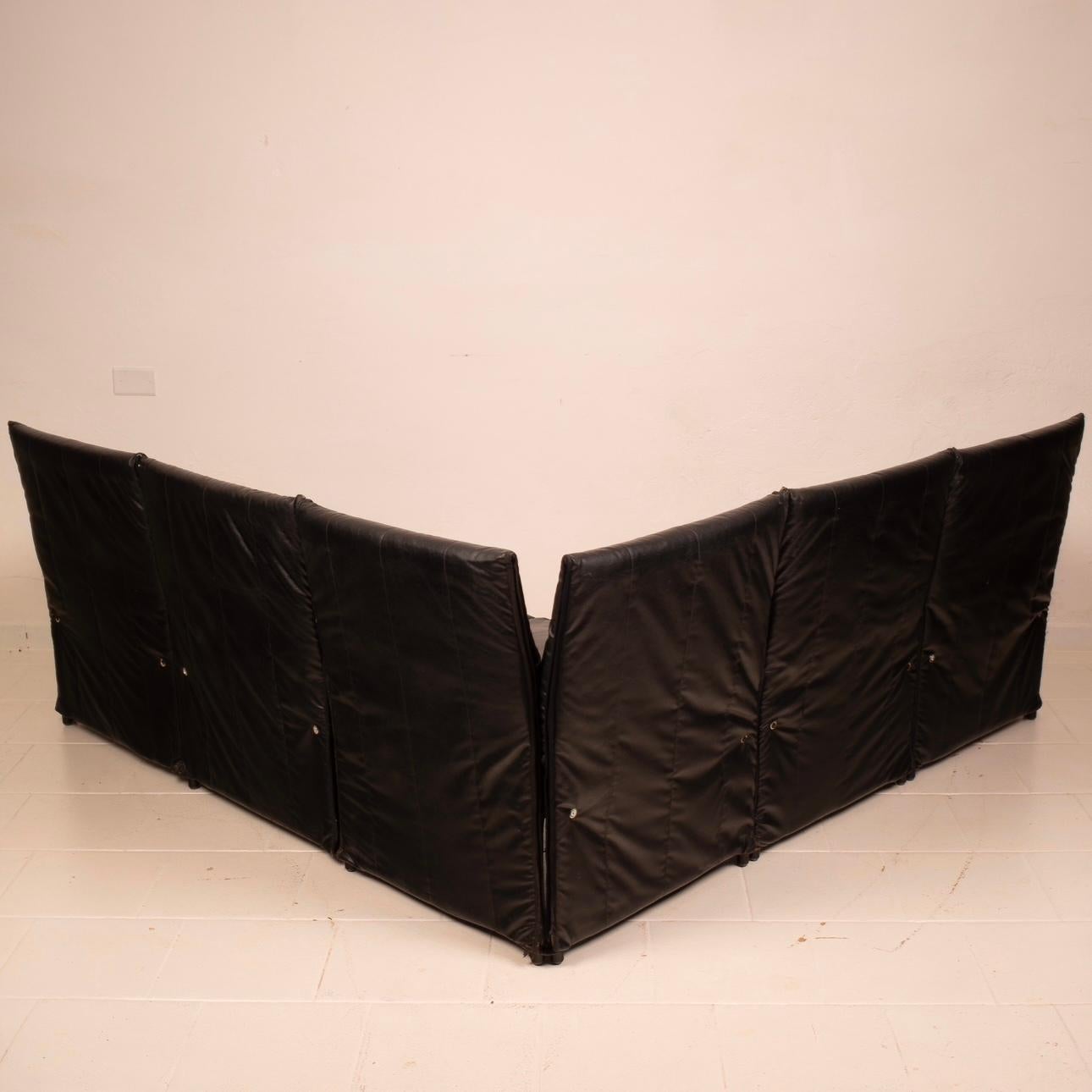 Sofá modular en ecopiel negra de Giovannetti en venta 10