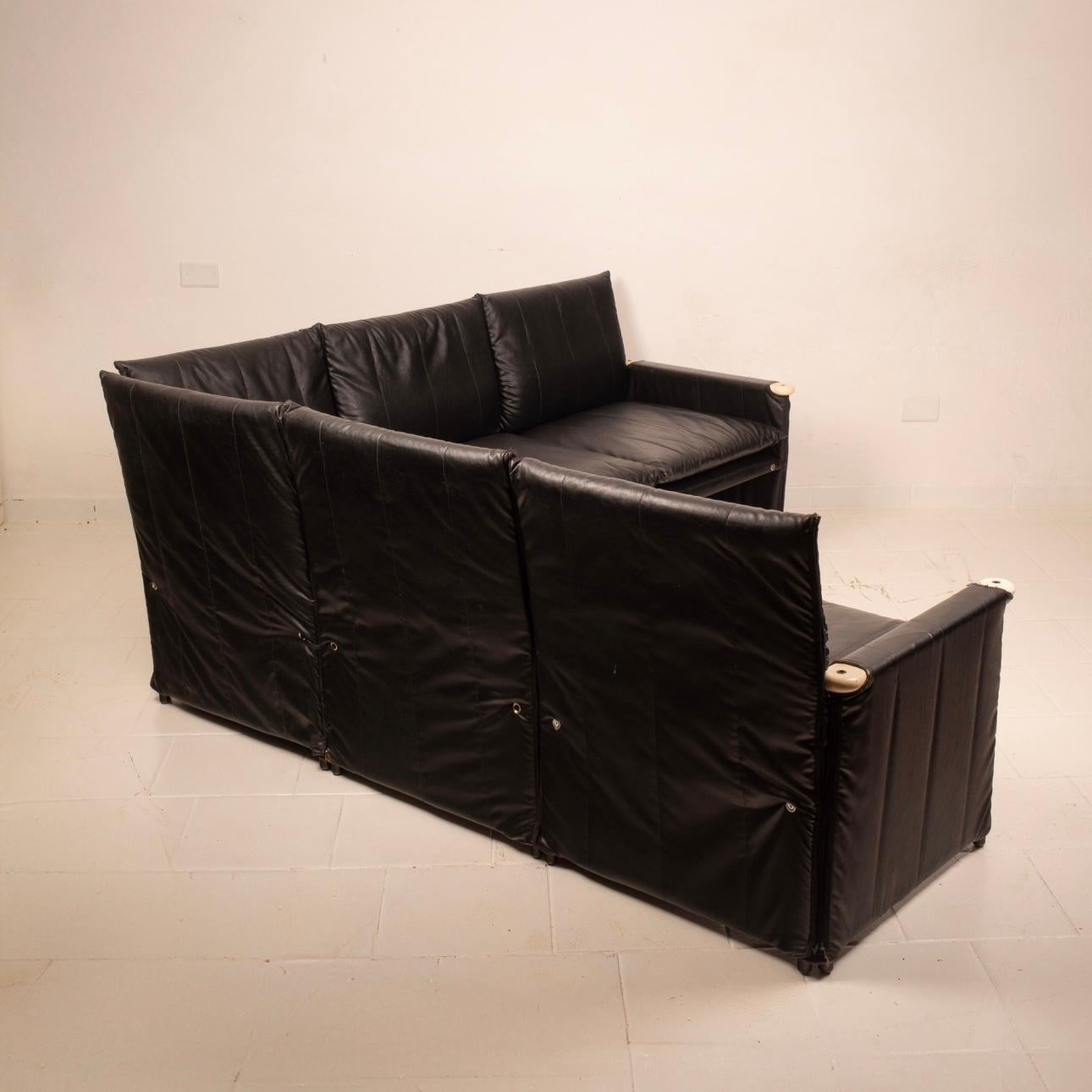 Sofá modular en ecopiel negra de Giovannetti en venta 12