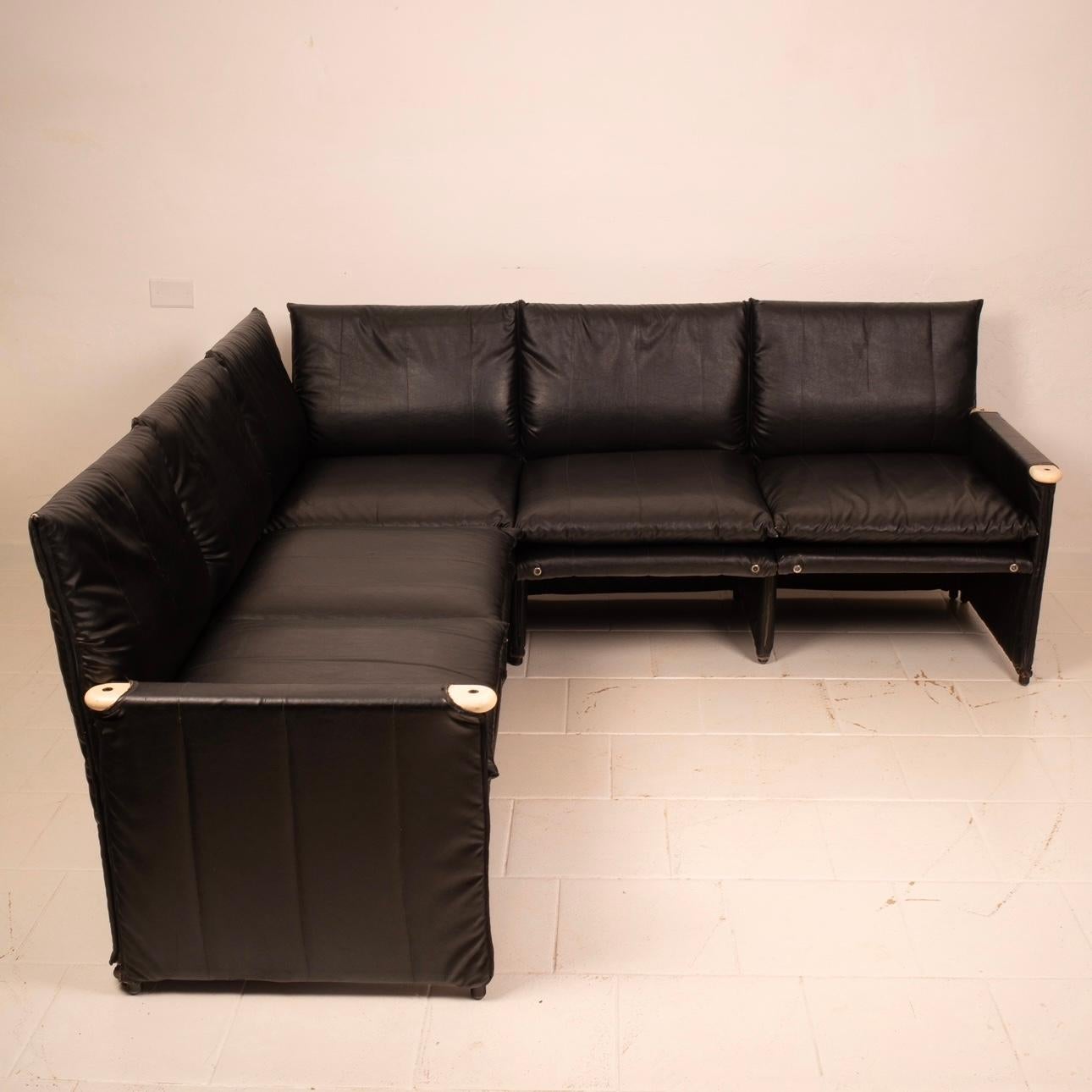 Sofá modular en ecopiel negra de Giovannetti en venta 13