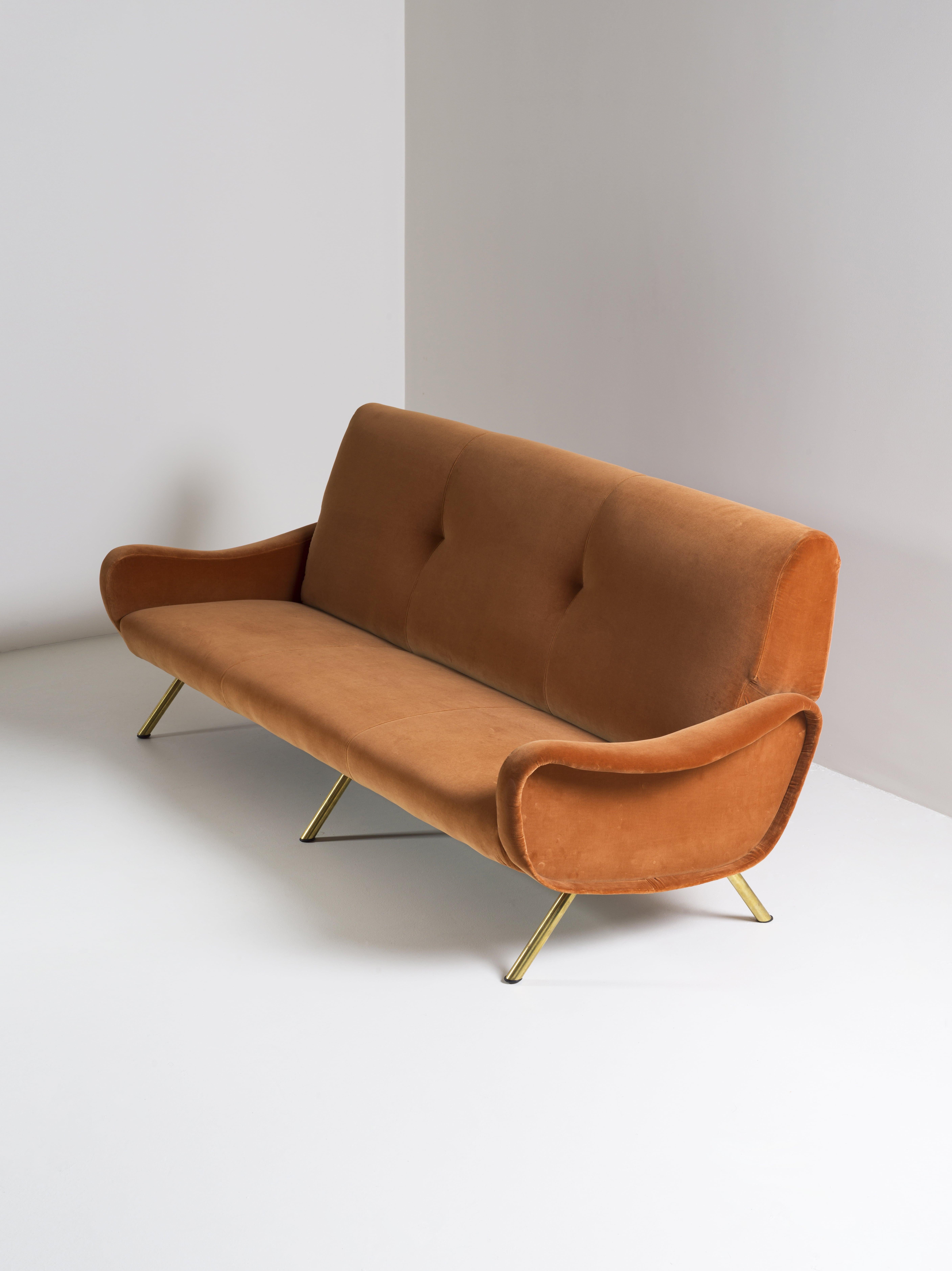 Mid-Century Modern Canapé modèle Lady, Marco Zanuso pour Arflex Italia Velours des années 50 Pierre Frey en vente