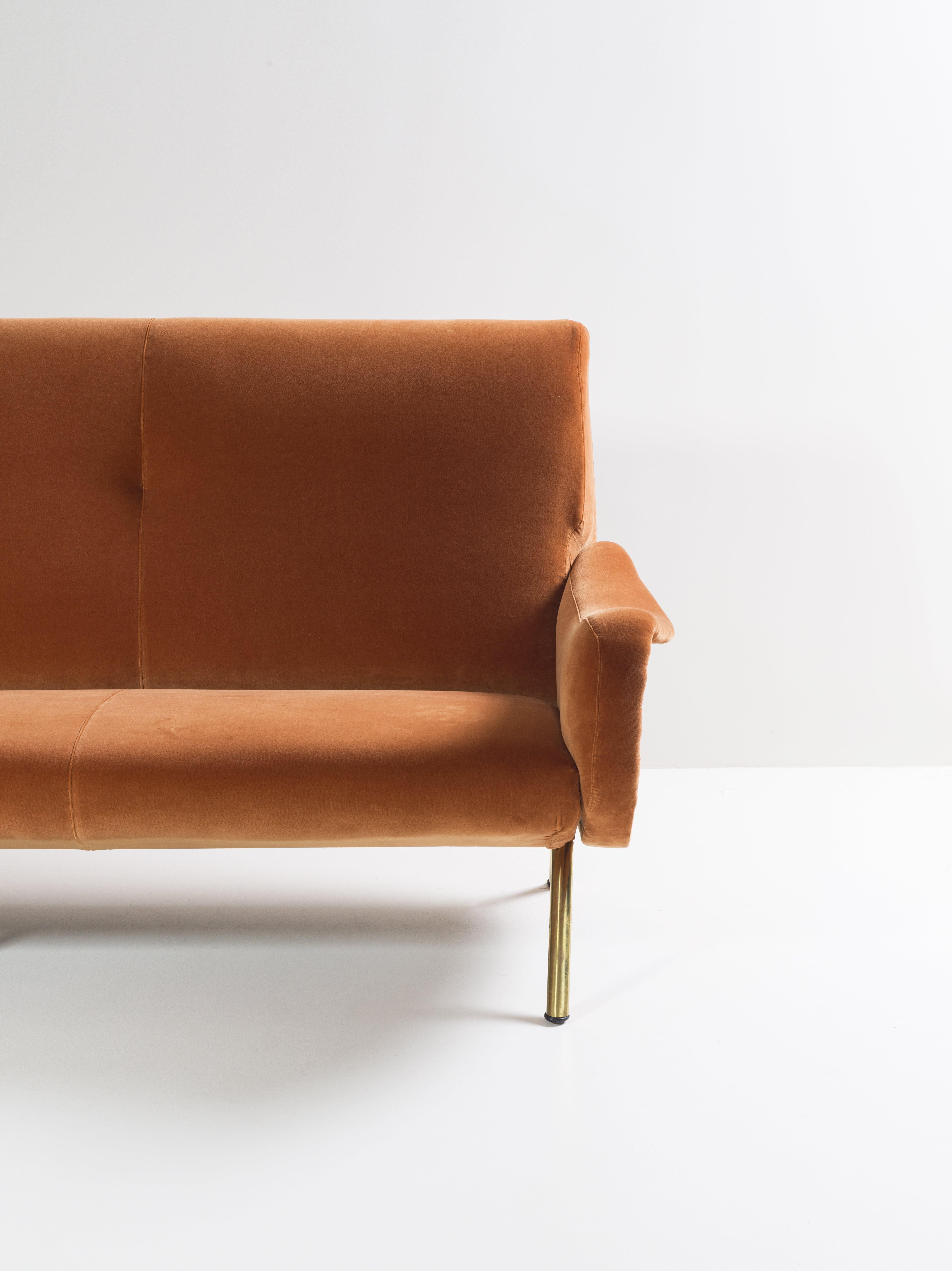 Italian Canapé modèle Lady, Marco Zanuso pour Arflex Italia Velours des années 50 Pierre Frey en vente