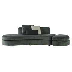 Contour modern curved sofa without armrests in velvet